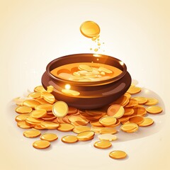  Gold coin in pot for Dhanteras celebration-Happy Dhanteras.