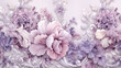 Parisian Inspired Rococo Flower Background in Purple, White, and Pink Pastel - Vintage 17th Century French Inspired Floral Background or Wallpaper