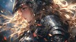 perfect female warrior face, profile, in the style of bold curves, shiny, glossy, fantasy game style concept art character design. generative AI