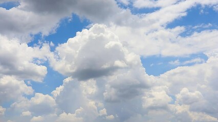 Wall Mural - Blue sky with beautiful fluffy clouds time-lapse