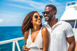 © Katrin Kovac - African couple going on cruise in summer. Happy young travelers going on cruise together.