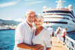 © Katrin Kovac - Older couple going on cruise together in summer. Happy young travelers going on cruise together.