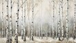  a painting of a grove of trees in the winter with snow on the ground.  generative ai