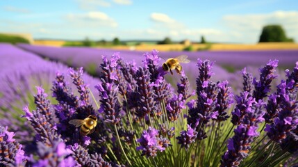 Canvas Print - field countryside lavender farms illustration farm nature, plant natural, scenic flower field countryside lavender farms