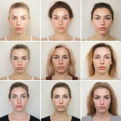 Poster - A series of photos capturing a woman showcasing a range of different facial expressions. This versatile collection is perfect for conveying emotions and illustrating human expressions in various proje