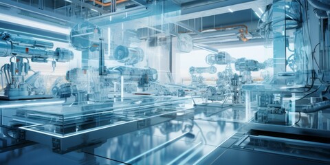Aufkleber - Industrial Marvel: A Multifunctional Machine in a Mechanical Factory, Showcasing Advanced Technology, Precision Manufacturing, and Versatile Features, a Testament to Engineering Excellence and Product