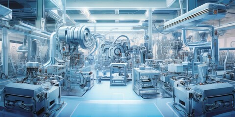 Aufkleber - Industrial Marvel: A Multifunctional Machine in a Mechanical Factory, Showcasing Advanced Technology, Precision Manufacturing, and Versatile Features, a Testament to Engineering Excellence and Product