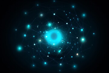 Poster - Abstract Background: Interconnecting Shapes and Lines within a Serene Blue Circular Canvas, Offering a Visual Symphony of Geometric Harmony and Creative Artistry
