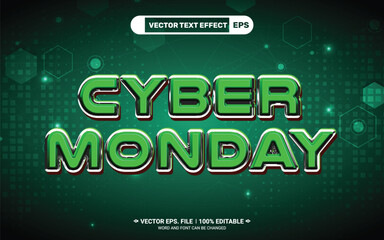 Poster - Cyber monday 3d editable text design green neon style