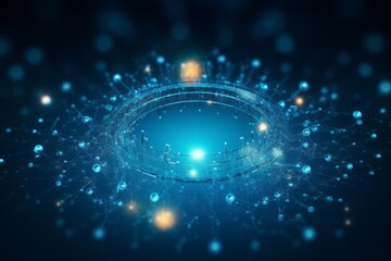 Poster - Abstract Background: Interconnecting Shapes and Lines within a Serene Blue Circular Canvas, Offering a Visual Symphony of Geometric Harmony and Creative Artistry