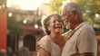 © Ai Studio - Love Blossoms Outdoors: Elderly Hispanic Couple Radiates Affection, Exemplifying the Fulfilling Retirement of Latin American Immigrants.