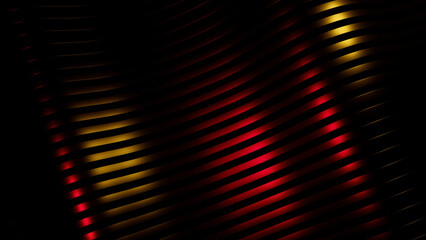 Poster - Abstract wavy rows of lines on a dark background. Design. Endless motion of same size curving stripes.