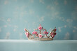 Princess crown with many flowers and pearls.Pastel-colored tiaras