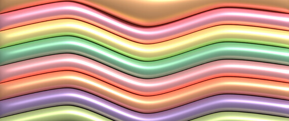 Poster - Soft inflate shiny lines, 3D rendering illustration
