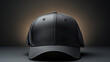 Black snapback on dark background. Blank baseball snap back cap for your design. Mock up hat cap for you logo, brand identity etc.