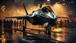 A Lockheed Martin F-35 Fighter Jet waiting on the runway - generative AI.