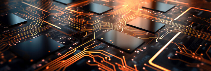 Poster - Electronic computer hardware technology. Motherboard digital chip. Tech science background.