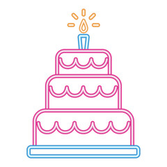 Sticker - neon party birthday cake shiny