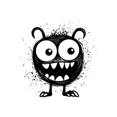 Sticker - Hand-drawn monster doodle icon on white background