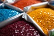 Polymeric dye used as colorant and pigment in plastic pellets. Generative AI
