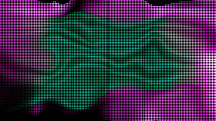 Poster - Green glitch tv screen. Motion. Flickering particles forming colorful stains.