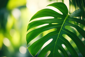 Wall Mural - Lush Monstera Leaf in Rainforest