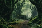 Fototapeta Natura - Mystical Forest druid. Fantasy monk nature. Fictional person. Generate Ai