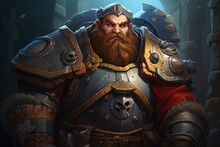 Sturdy Dwarf Paladin Man. Fantasy Warrior. Fictional Person. Generate Ai