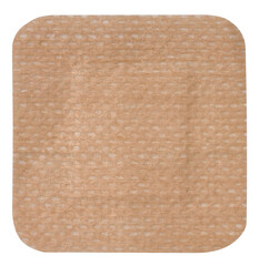 square medical brown textile plaster on white isolated background
