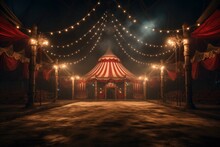 Desolate Empty Circus Tent. Big Fair Fun. Generate Ai