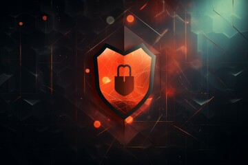 Poster - Firewall security background. Online protect. Generate Ai