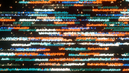 Fototapete - Shimmering horizontal noisy lines moving on black screen. Motion. Parallel lines looking like retro game.