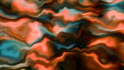 Poster - Wavy surreal watercolor background. Motion. Blinking flashing horizontal multicolored stripes.