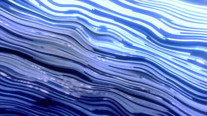 Poster - Bending wavy stripes moving fast. Motion. Glowing wave like lines running all over the screen.
