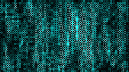 Poster - Green blinking running rows of blinking pixels. Motion. Concept of program code.