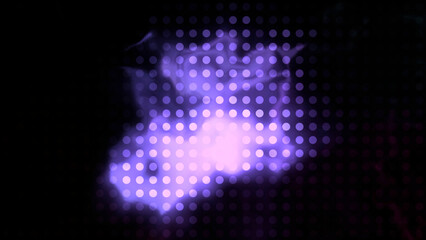 Poster - Rows of tiles and colorful stains surrounded by black background. Motion. Moving colorful shapes and rows of small circles.