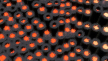 Poster - Orange moving small sticks. Motion. Animation with alternating moving lines.