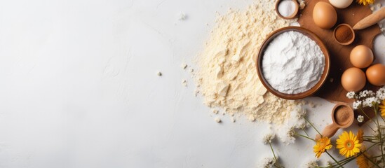 Canvas Print - Mockup for recipe of cookies pie or cake with baking cooking ingredients and utensils in a kitchen setting