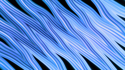 Poster - Abstract background with strings glowing and flowing on a black background. Motion. Rhombus like bending shapes.