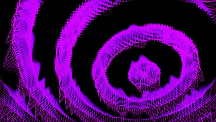 Poster - Abstract concentric fluctuating ring silhouettes on a black background. Design. Bright round shapes moving underwater.