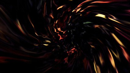 Poster - Energetic light tunnel through time and space. Motion. Curving and transforming shapes.