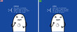 Thumb man. Error message on blue background. Two languages: english and portuguese Brasil.  Charcter emotional. New set of characters in the style of meme flork.