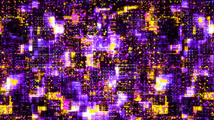Poster - Technology mosaic texture. Motion. Colorful pixelated pattern with lines of code.