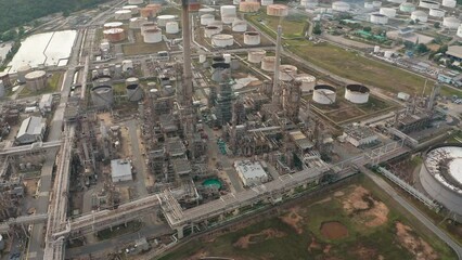 Poster - High angle view oil refinery industry suitable for energy background.