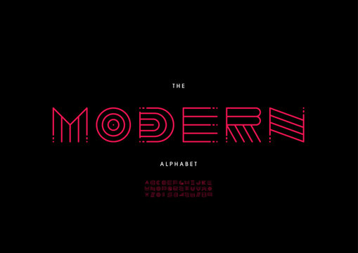 Vector of stylized modern font and alphabet