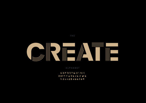 Vector of stylized modern font and alphabet