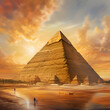 An oil painting of the Great Pyramid of Giza
