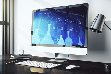 Poster - Creative chemistry concept on modern laptop screen. 3D Rendering