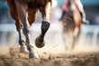 Close-up of legs of running horses, horse racing
