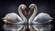 Love couple white swan, Ai generated image 